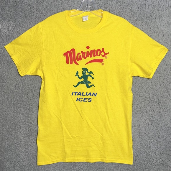 Marinos Italian Ices T Shirt Men's Size S Yellow Graphic Logo Promo Tee - Picture 1 of 7